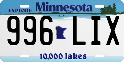 MN license plate 996LIX
