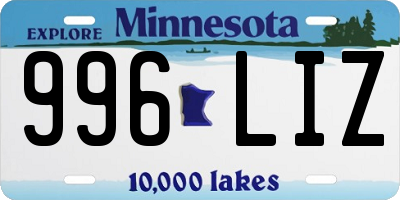 MN license plate 996LIZ