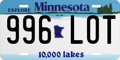 MN license plate 996LOT