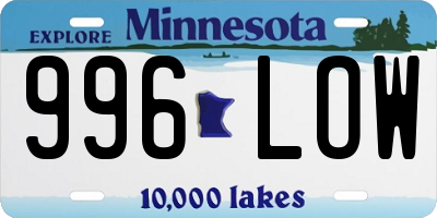 MN license plate 996LOW