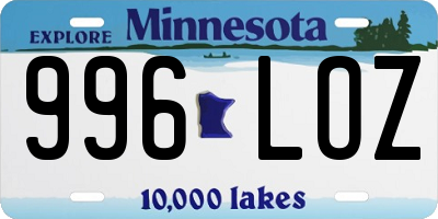 MN license plate 996LOZ