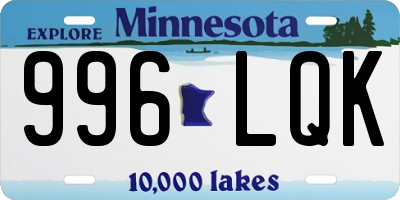 MN license plate 996LQK