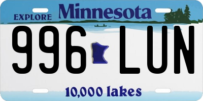 MN license plate 996LUN
