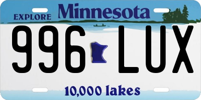 MN license plate 996LUX