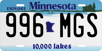 MN license plate 996MGS