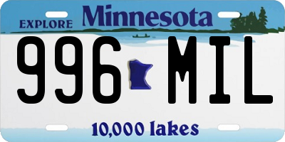 MN license plate 996MIL