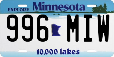 MN license plate 996MIW