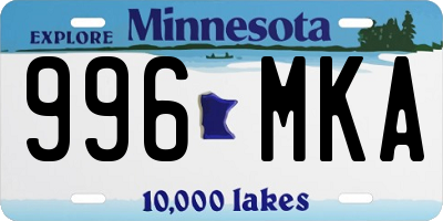 MN license plate 996MKA