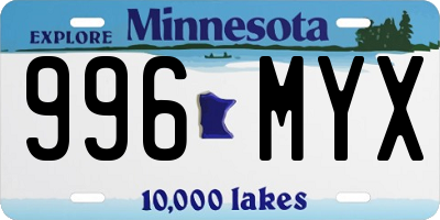 MN license plate 996MYX