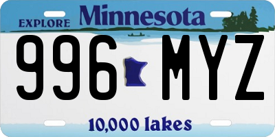 MN license plate 996MYZ