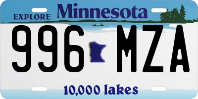 MN license plate 996MZA