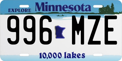 MN license plate 996MZE