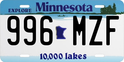 MN license plate 996MZF
