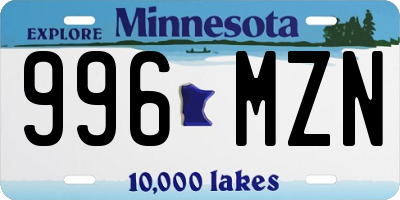 MN license plate 996MZN