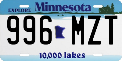 MN license plate 996MZT