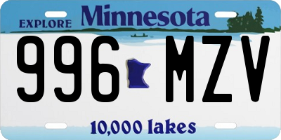 MN license plate 996MZV