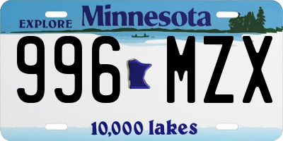 MN license plate 996MZX
