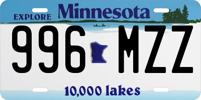 MN license plate 996MZZ