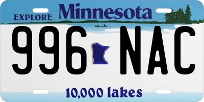 MN license plate 996NAC