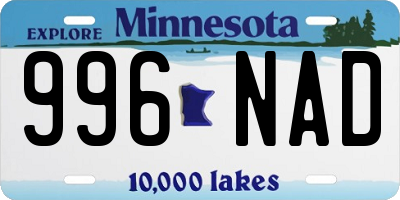 MN license plate 996NAD