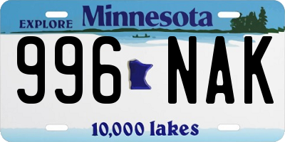 MN license plate 996NAK