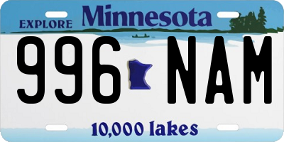MN license plate 996NAM