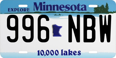 MN license plate 996NBW