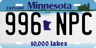 MN license plate 996NPC