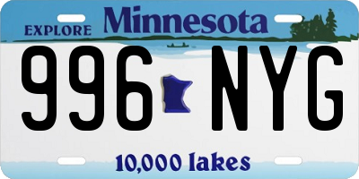 MN license plate 996NYG