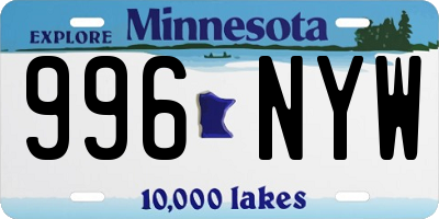 MN license plate 996NYW