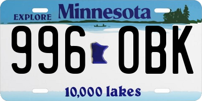 MN license plate 996OBK