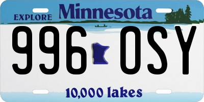 MN license plate 996OSY