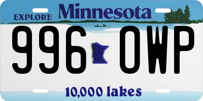 MN license plate 996OWP