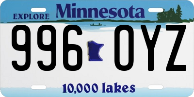 MN license plate 996OYZ