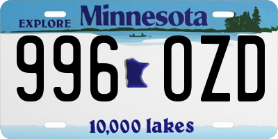 MN license plate 996OZD