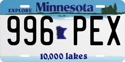 MN license plate 996PEX