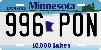 MN license plate 996PON