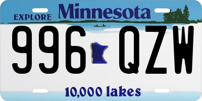 MN license plate 996QZW