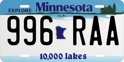 MN license plate 996RAA