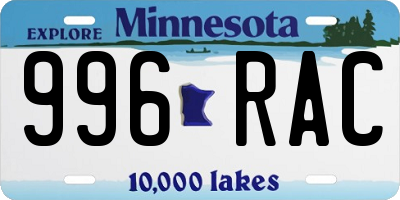 MN license plate 996RAC