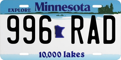 MN license plate 996RAD