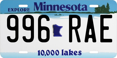 MN license plate 996RAE