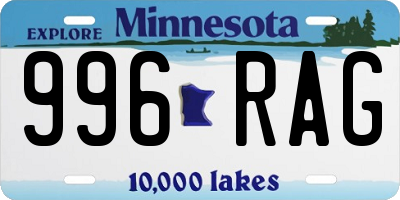 MN license plate 996RAG
