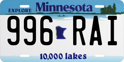 MN license plate 996RAI