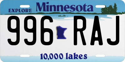 MN license plate 996RAJ