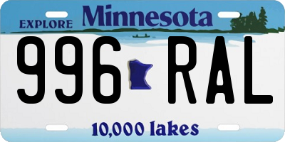MN license plate 996RAL