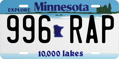 MN license plate 996RAP