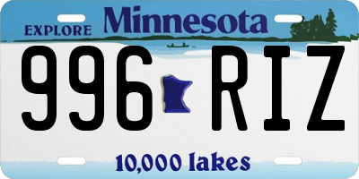 MN license plate 996RIZ