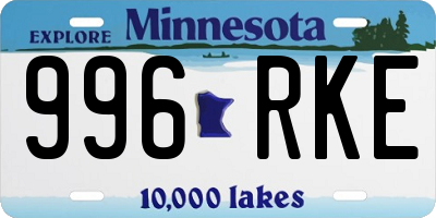 MN license plate 996RKE