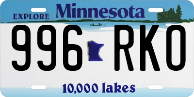 MN license plate 996RKO